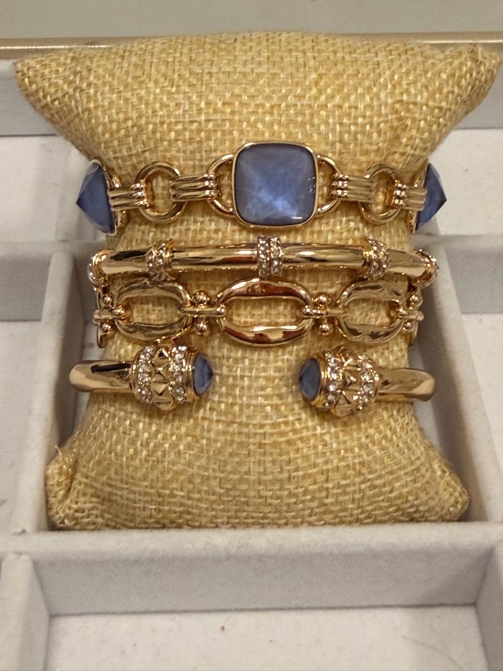BOMB PARTY NWOT! Gold-Tone Bracelet Stack with Lavender Stones - Picture 2 of 5